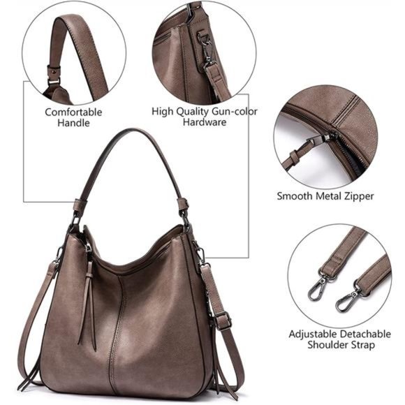 Tote Bag PU Leather Shoulder Bags Fashion Hobo Bags Large Purse and Handbags - Picture 6 of 6